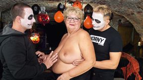 Dirty BBW cougar devoured by 5 masked thugs on bloody Halloween night - NO SAFE WORDS