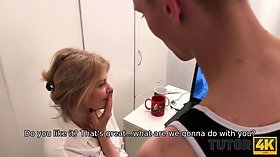 Blonde MILF seduces her tutor with hot doggystyle sex in 4K