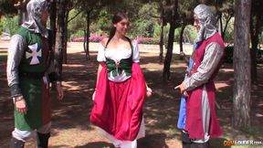 Medieval cosplay Coition of Thrones with hot brunette klara gold