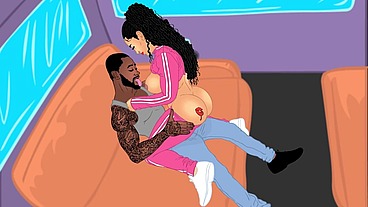 Cartoon BBC King Fucks Big booty Latina Queen on cartoon Bang Bus