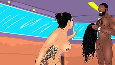 Cartoon BBC King Fucks Big booty Latina Queen on cartoon Bang Bus