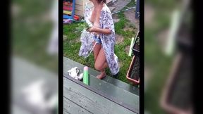 Sweat-soaked gardening gets even hornier with a hard-to-miss bare-breasted beauty
