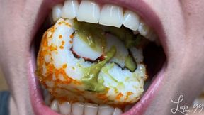 Sushi close-up chewing full HD mp4