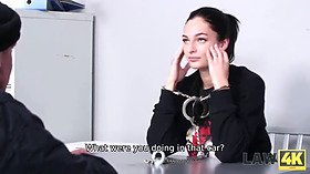 Leanne Lace gets her tight pussy drilled by security guard in cage