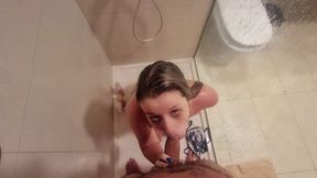 Shower BJ - CuteBootyBabe21 SUCKS COCK in the SHOWER