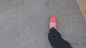 Fifi cranking her SUV in red rubber oka ballet flats with lots of heel popping begging and dirty talk