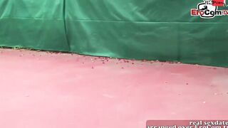 Dark Hair and blonde tennis 19 year mature doing 3-way ffm outside