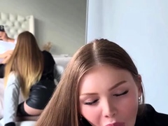 Beautiful babe sucks POV cock and takes it hard doggystyle