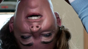 Brunette slave squirting on training