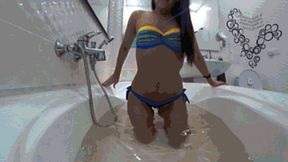 Crazy LorY diver masturbates with a mask underwater in the bathroom Aa
