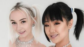 Interracial chicks Saya Song and Chloe Temple are both enjoying anal sex