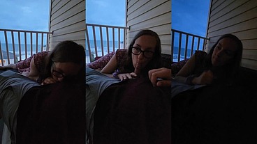 Dusk Delight: Balcony Beachside Blowjob