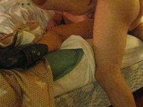 Horny dude is banging my wet twat in sideways sex position