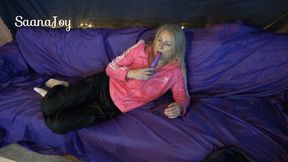 pink adidas and rain pants