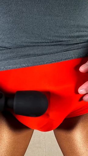 Powerful moment from &quot;Big dick femboy masturbating in pantyhose and boy shorts with vibrator&quot;