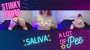 Stinky farts, pissing and a lot of saliva
