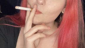 Closeup smoking, eye contact and cleavage - Smokingrapunzel