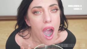 Golden showers galore: Sabrina Ice gets flooded with 50 cumshots, all swallowed with glee