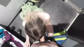French couples enjoy risky poolside sex in the changing room