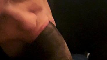 Giving a nice black cock that good gum treatment