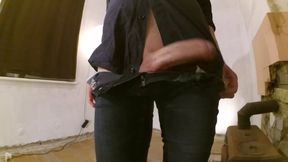 Femboy skinny jeans bulge reveal and cumshot
