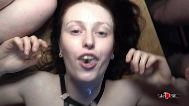 Creampie gangbang action with 3 girls