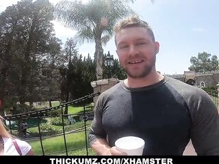 Thickumz - Curvy Golden-Haired Scouts The Park For Jock