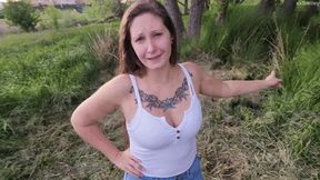 Public wetting in a jean Skirt