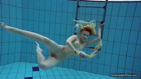 Flirty tight perfect hot girl swimming gymnastics