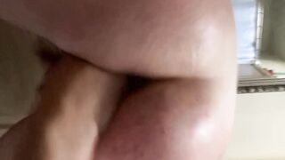 Skank here Buttered up butt banged, fisted, and squirts by long perfect dick