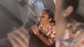 Blowjob tape of Latina throat goat
