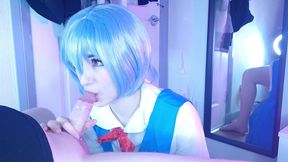 rei ayanami first time, fucks rough with her big oiled ass