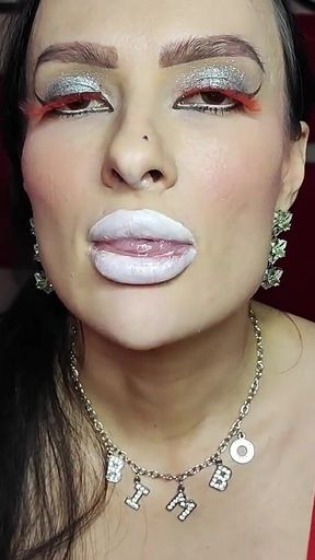 White Lipstick French Kisses From Perfect Latex Bimbo