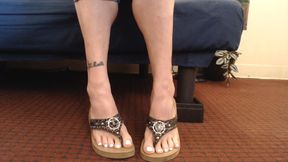 White Toenails Flutter Flip Flops