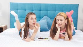 Lana Rose and MSour are enjoying their double-headed dildo