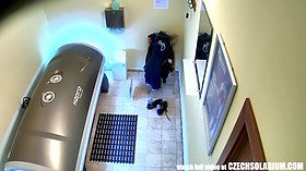 Beautiful teen pussy in solarium