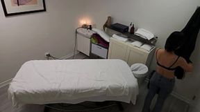 Petite Japanese girl seduced during massage, then doubled up