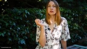 Evgeniya is smoking strong 120mm cigarette