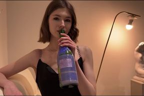 Skinny petite classmate in sexy dress allows me to fuck her juicy pussy