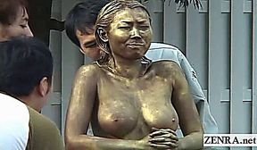 Subtitled public Japanese park statue prank covert sex