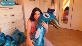 Spring Cleaning Part 05 - Destroying, Popping and Cumming on my Inflatable Bestway Peacock - by KyraJune