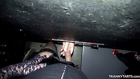 More tranny sluts swallowing off anonymous strangers at the gloryholes