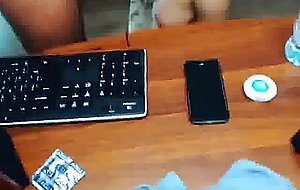 Her dildo reacts to the sound of tips