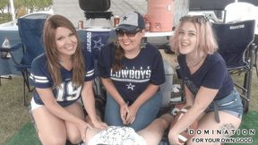 Tailgate Party Diapering! Diapered on game day by Stepmommy Katherine as Stepsister Shelley & her friend Claire watches on and helps!
