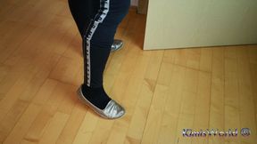 Worn Black Socks & Used Silver Loafers – Sock & Shoe Close-Ups in Leggings