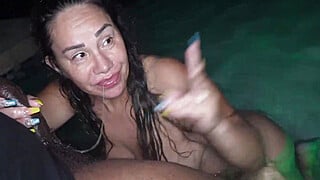 Queen Rogue fucked at the POOL in Puerto Rico!