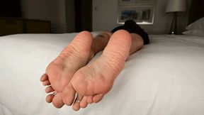 Sexy mature silver foxed vixen toe ringed feet! VIRGIN SOLES! Candid views - MP4