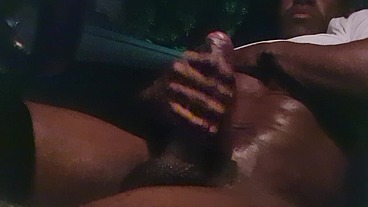 Jerking off in the car with cumshot