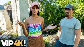 Public humiliation! 'Hunt4K Hot Russian brunette unleashed herself and rode him raw in public ruins'