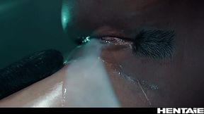 Alien tentacles gangbang and shower petite girl in cum